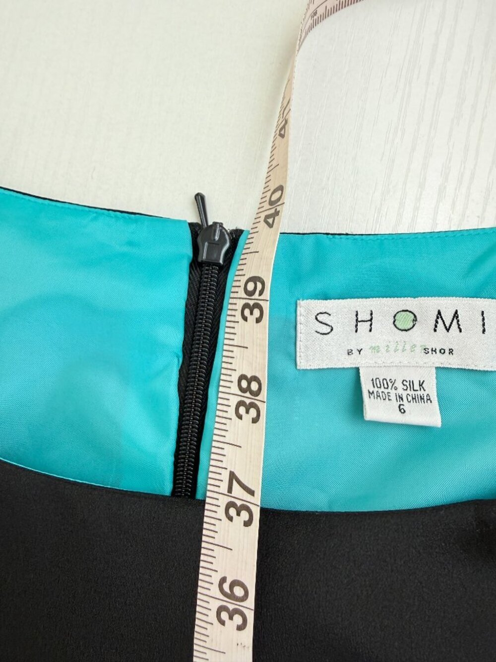 NWT Shomi by Millie Shor 100% Silk Colorblock Shift Dress Size 6 - Picture 8 of 8
